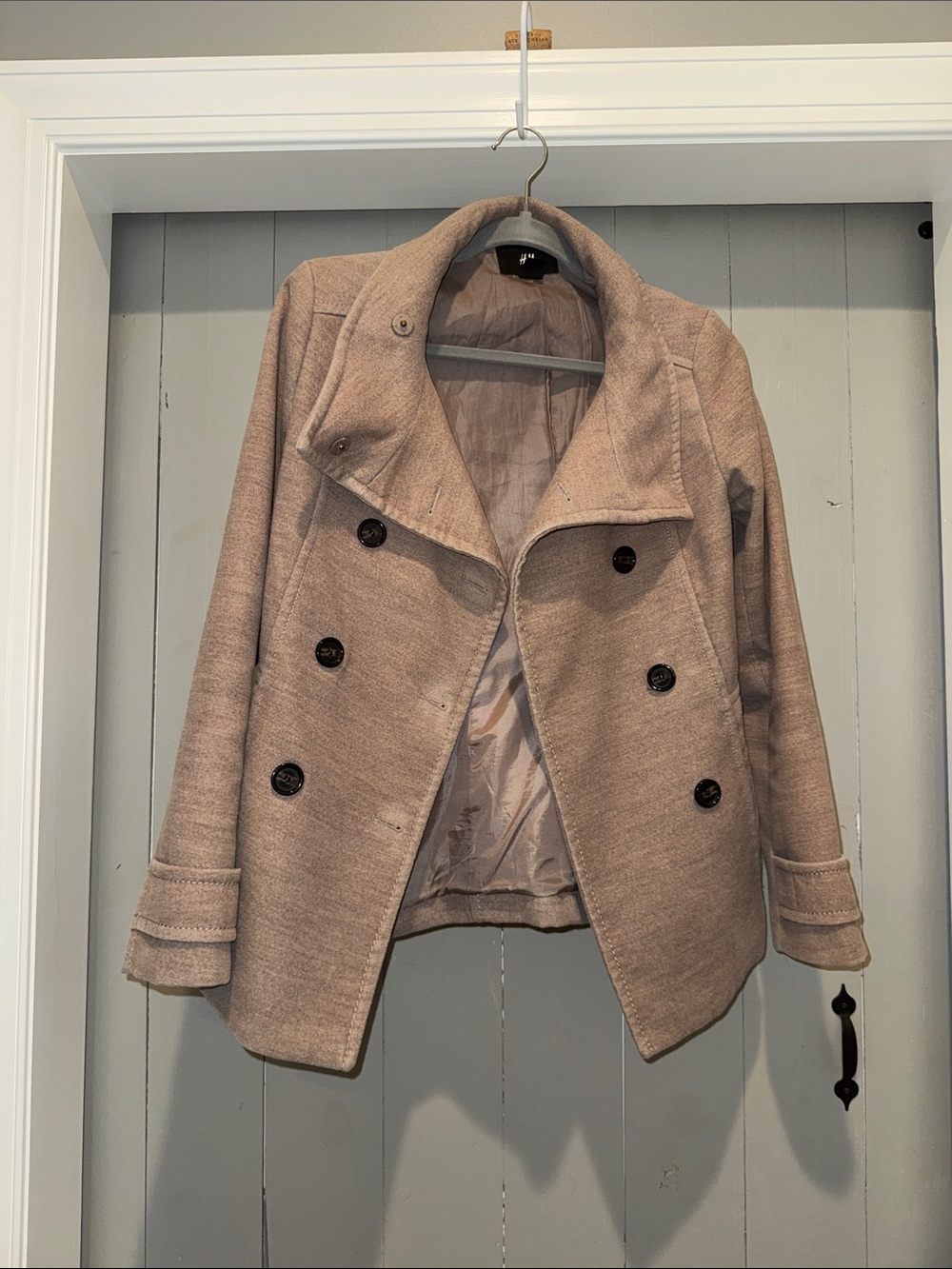 H&M Taupe Double-Breasted Peacoat